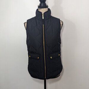 J. Crew Quilted Zip Up Excursion Puffer Vest Snap Pockets AB467 Black Size Small
